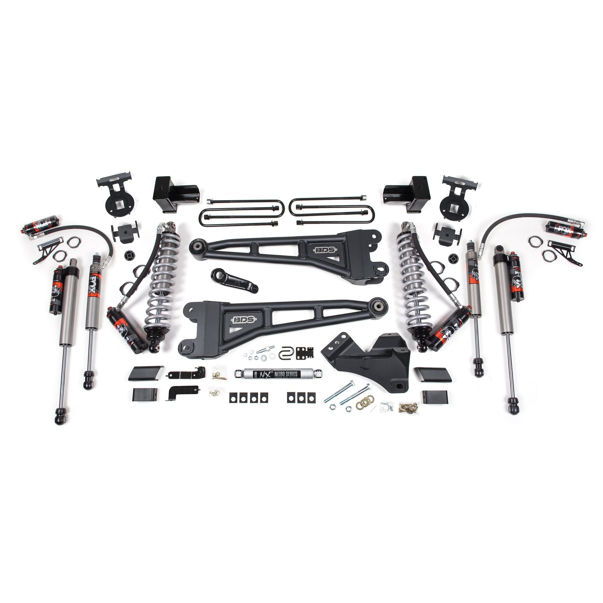BDS Suspension lift kit components including Fox coil-overs for 20-22 F-350 Super Duty diesel