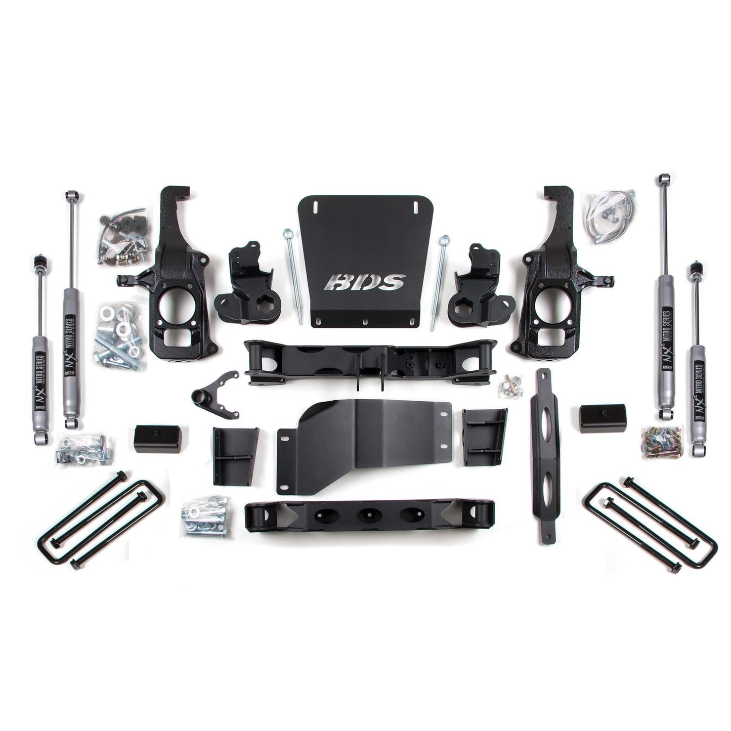 BDS Suspension | 6.5 Inch Lift Kit Silverado/Sierra 2500HD/3500 11-19 2/4WD 5 Inch Block with Overload NX2 Nitro Shocks | BDS197H
