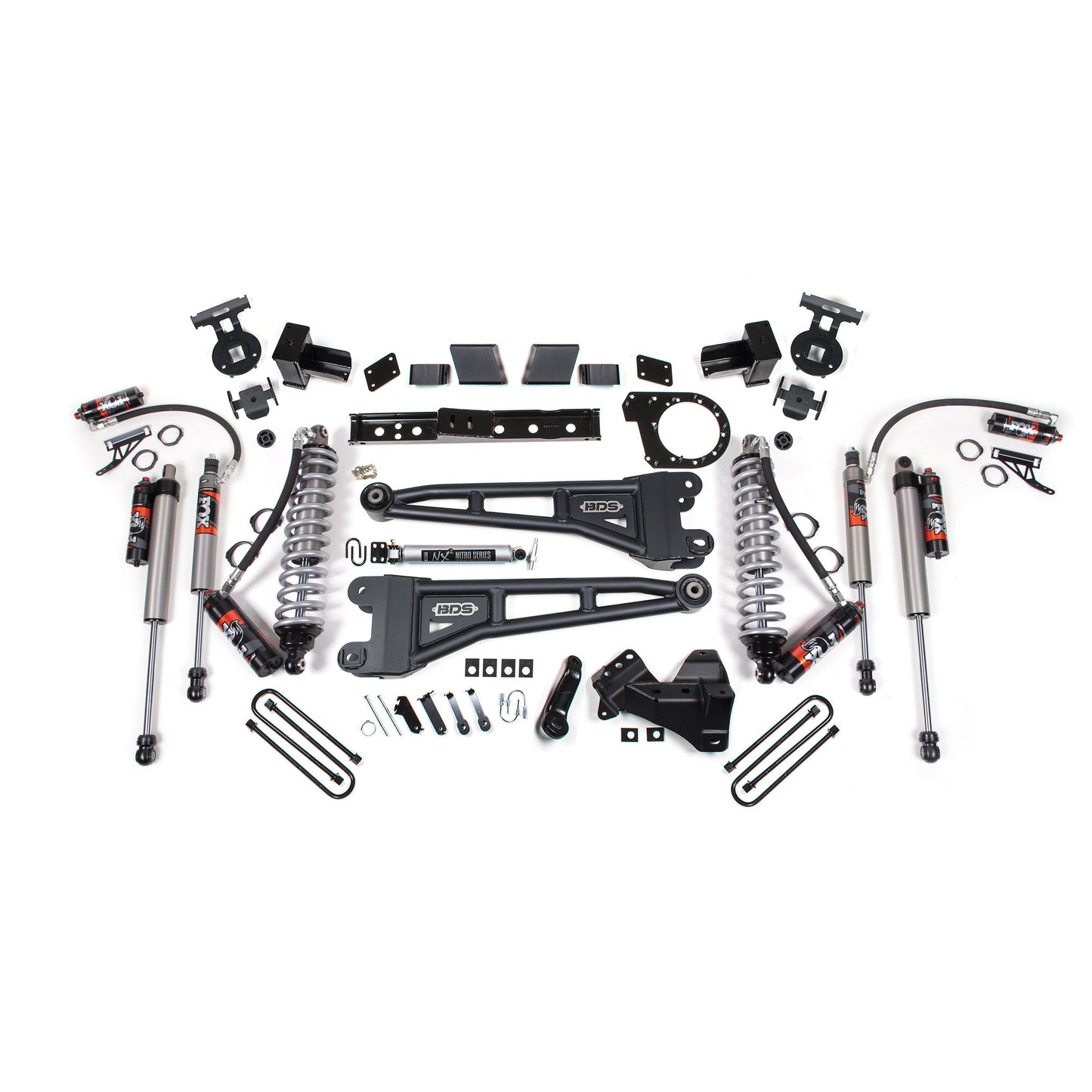 BDS Suspension lift kit components for 20-22 Super Duty 4Wd Diesel featuring FOX 2.5 shocks.