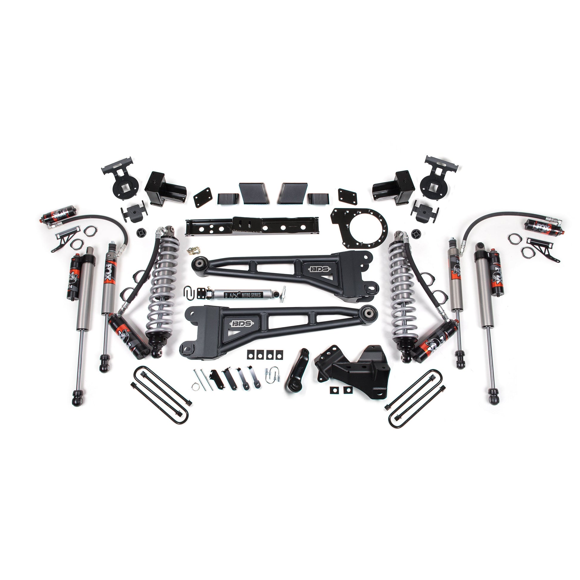 BDS Suspension lift kit components for 20-22 Super Duty 4Wd Diesel featuring FOX 2.5 shocks.