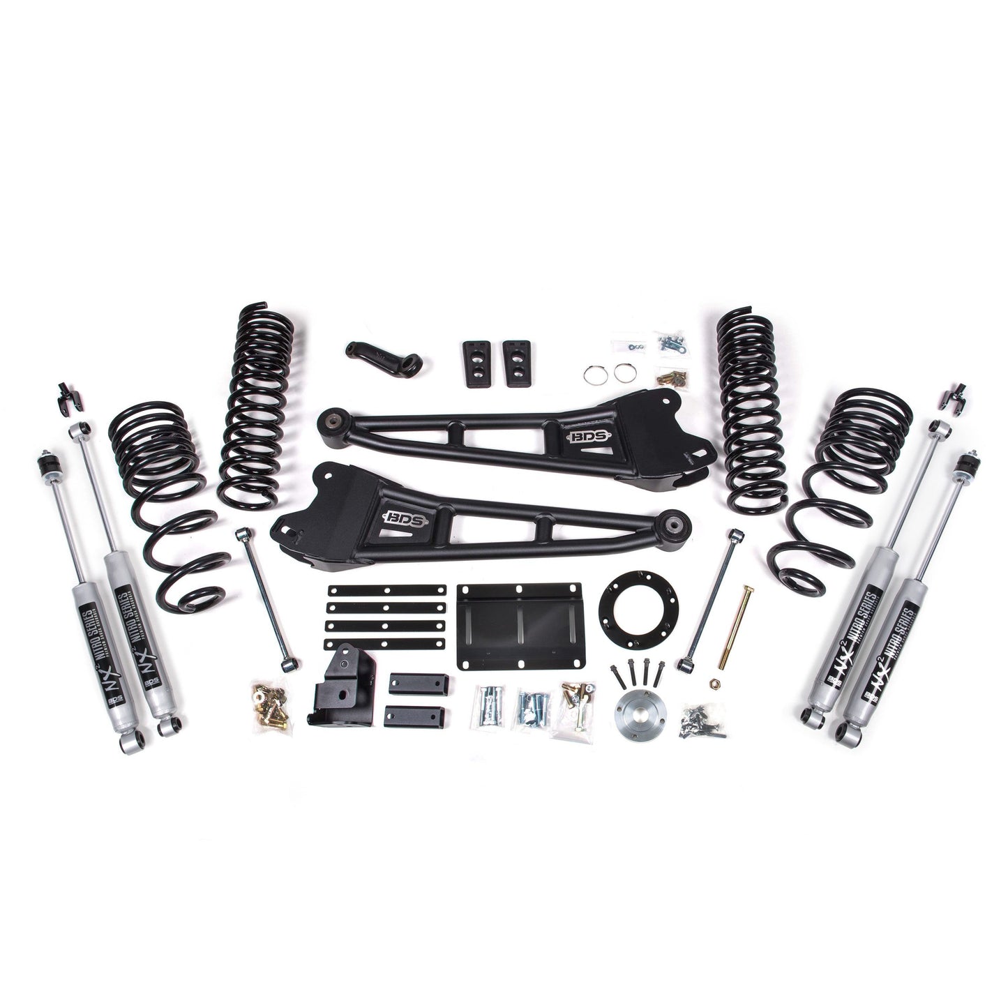 BDS Suspension lift kit components for 2014-2018 Ram 2500 with Fox 2.5 Elite shocks