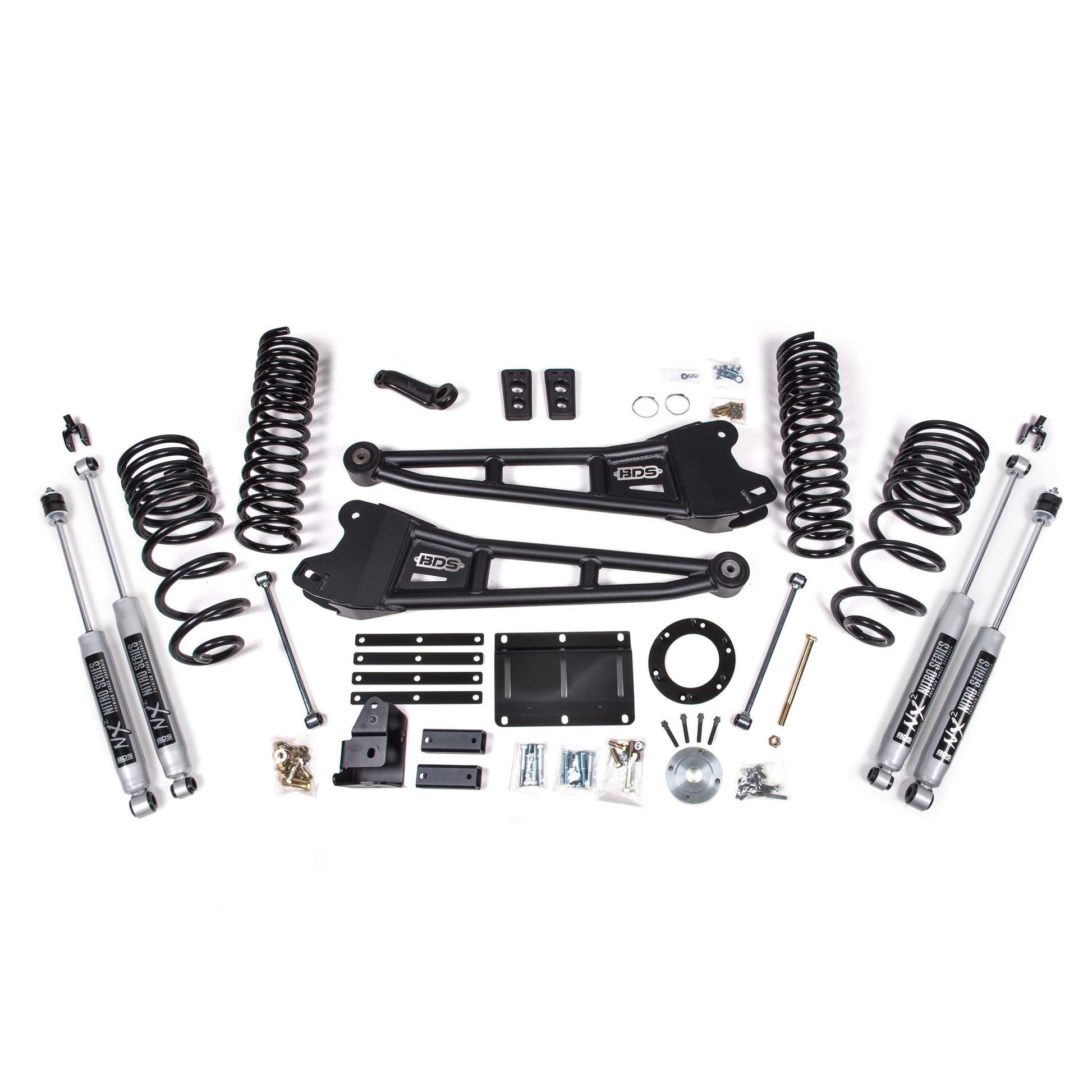 BDS Suspension lift kit components for 2014-2018 Ram 2500 with Fox 2.5 Elite shocks