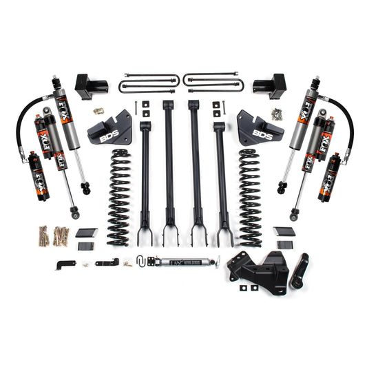 BDS Suspension | 4 Inch Lift Kit 4-Link Conversion Ford F250/F350 Super Duty 17-19 4WD Diesel 5 Inch Block 3 Leaf Main Fox 2.5 Performance  Elite Shocks | BDS2228FPE