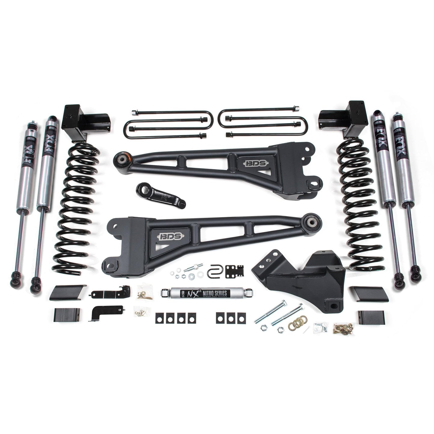 BDS Suspension | 5 Inch Lift Kit w/ Radius Arm Ford F250/F350 Super Duty 23-24 4WD Gas 5 Inch Block With 2 Leaf Main Fox 2.0 Performance | BDS2243FS