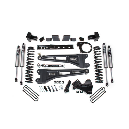 BDS Suspension lift kit components for 23-26 F-250/F-350 Super Duty with Fox shocks and coil springs.