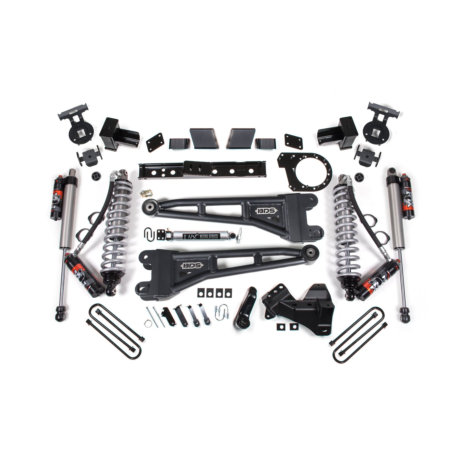 BDS Suspension 7 inch lift kit components for 23-26 F-350 Super Duty with Fox 2.0 shocks.