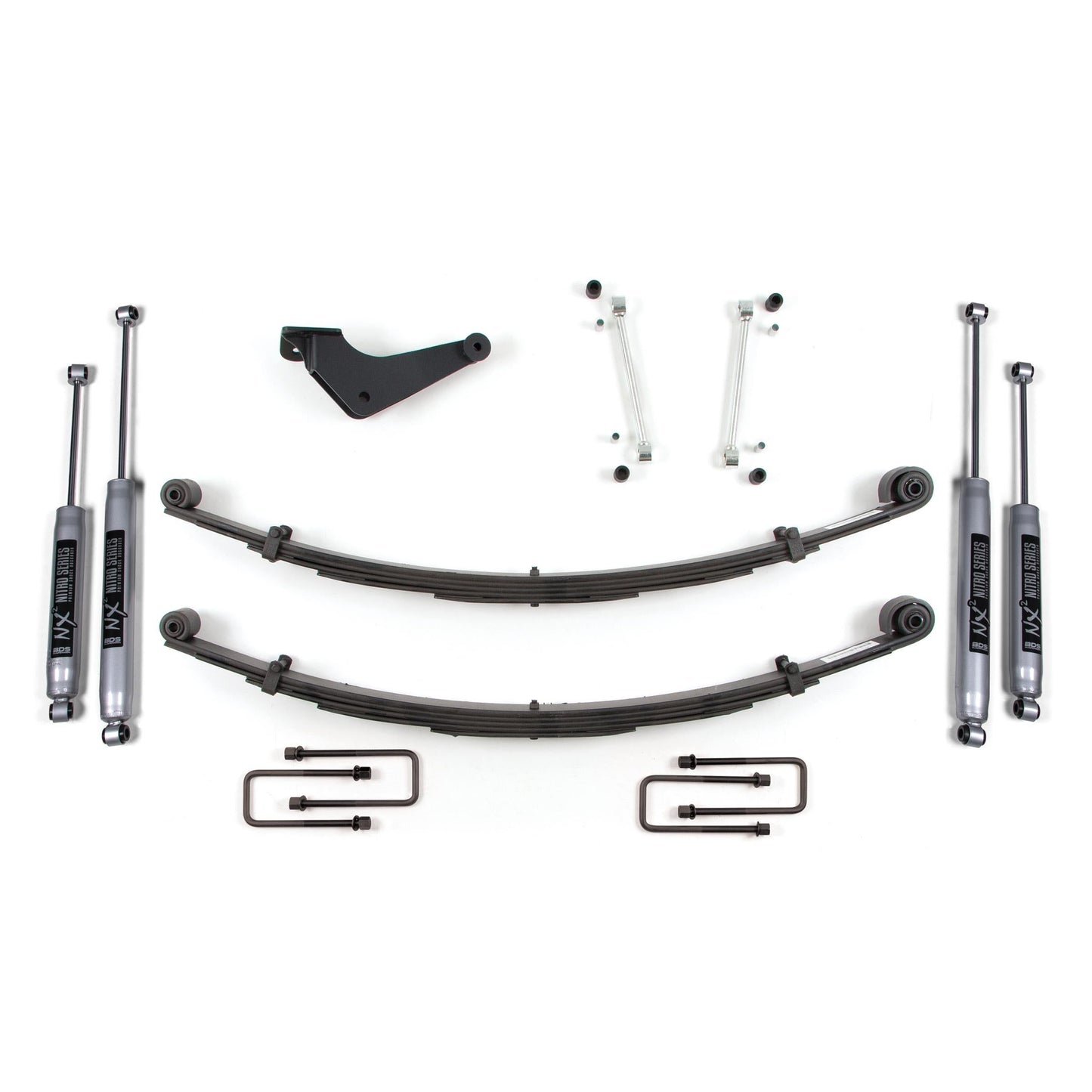 BDS Suspension | 2 Inch Leveling Kit Ford F250/F350 Super Duty 99-04 4WD Square Front U Bolt NX2 Nitro Shocks | BDS313H