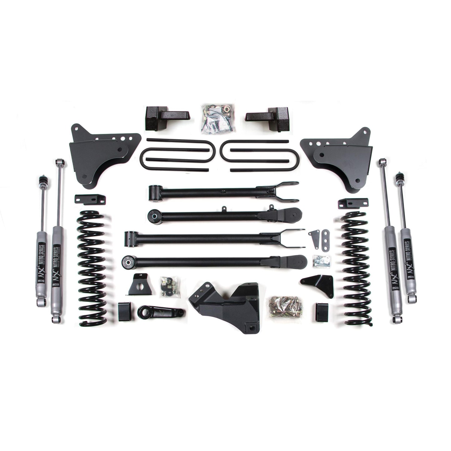 BDS Suspension lift kit components for Ford F250/F350 Super Duty 2008-2010 with 4-inch lift height