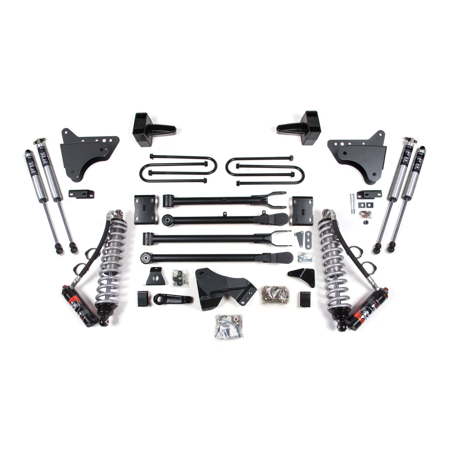 BDS Suspension | 4 Inch Lift Kit w/ 4-Link FOX 2.5 Performance Elite Coil-Over Conversion Ford F250/F350 Super Duty 11-16 4WD Diesel Rear Leaf Springs | BDS593FPE