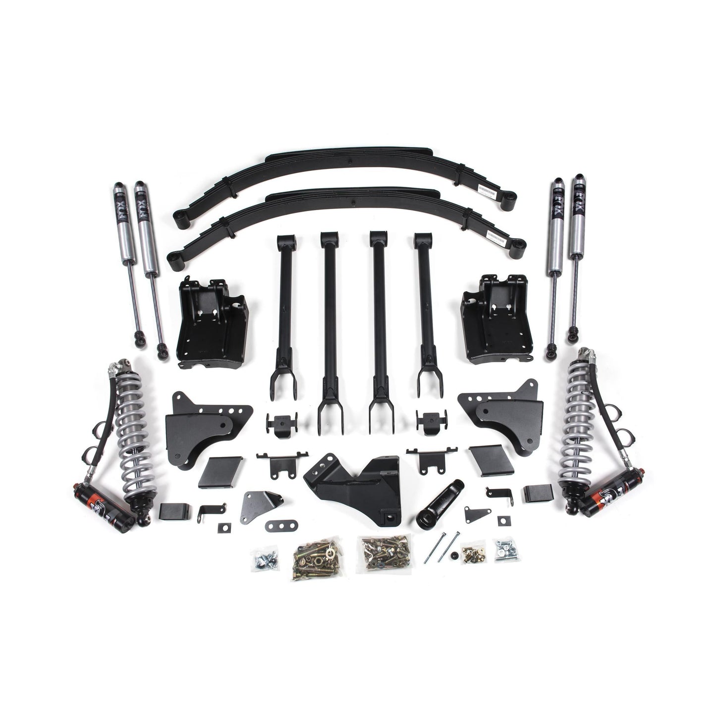 BDS Suspension | 6 Inch Lift Kit w/ 4-Link FOX 2.5 Performance Elite Coil-Over Conversion Ford F250/F350 Super Duty 11-16 4WD Diesel Factory 3 Inch Rear Blocks | BDS597FPE