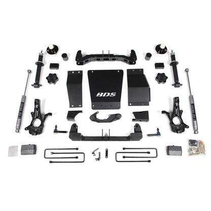 BDS Suspension | 4 Inch Lift Kit Silverado/Sierra 1500 14-18 4WD Block Kit Aluminum/Stamped Steel Control Arm Fox 2.0 Performance Shocks | BDS713FS