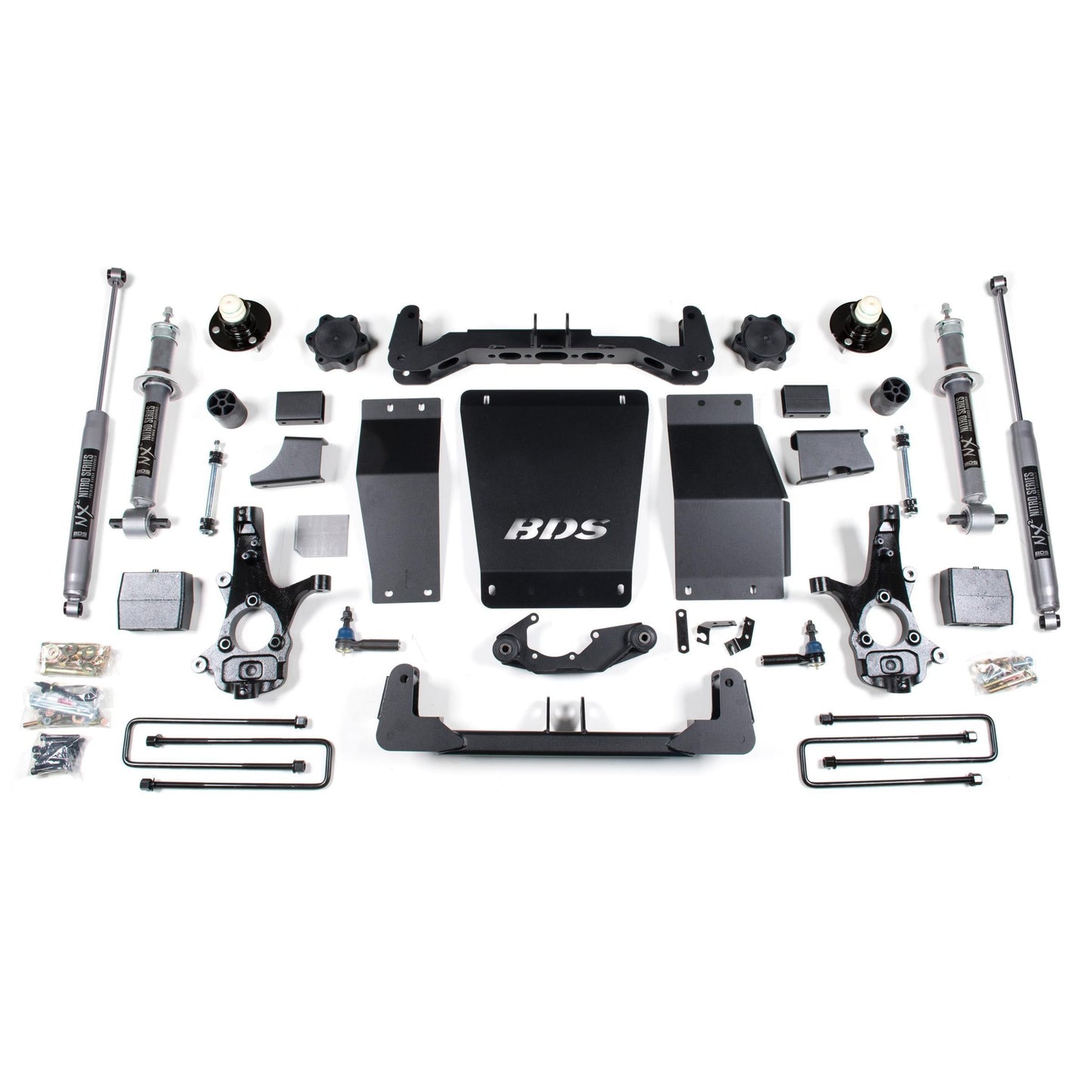 BDS Suspension lift kit components for 2014-2018 Silverado/Sierra 1500 with 6-inch lift.