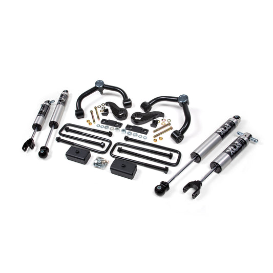 BDS Suspension lift kit components for 2020-2025 Silverado/Sierra HD with FOX 2.5 shocks.
