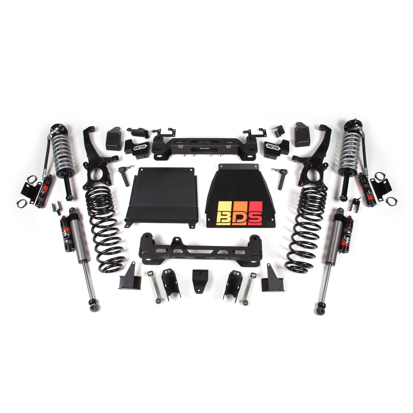BDS Suspension lift kit components for 22-26 Tundra 4WD including FOX 2.5 coil-overs and shocks.