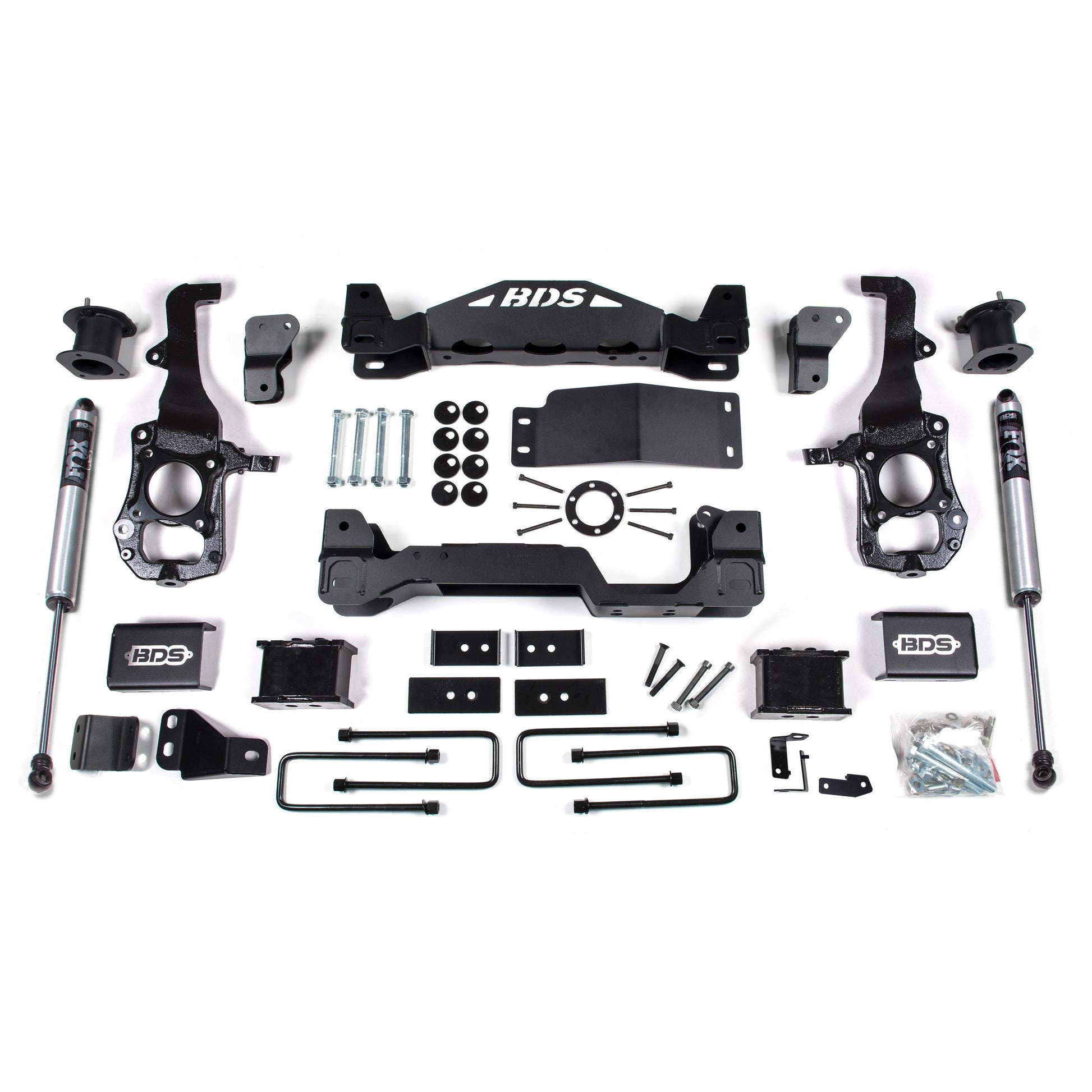 BDS Suspension lift kit components for Ford F150 2021-2025 with Fox 2.0 shocks.