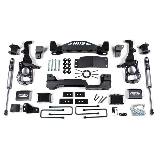 BDS Suspension lift kit components for Ford F150 2021-2025 with Fox 2.0 shocks.