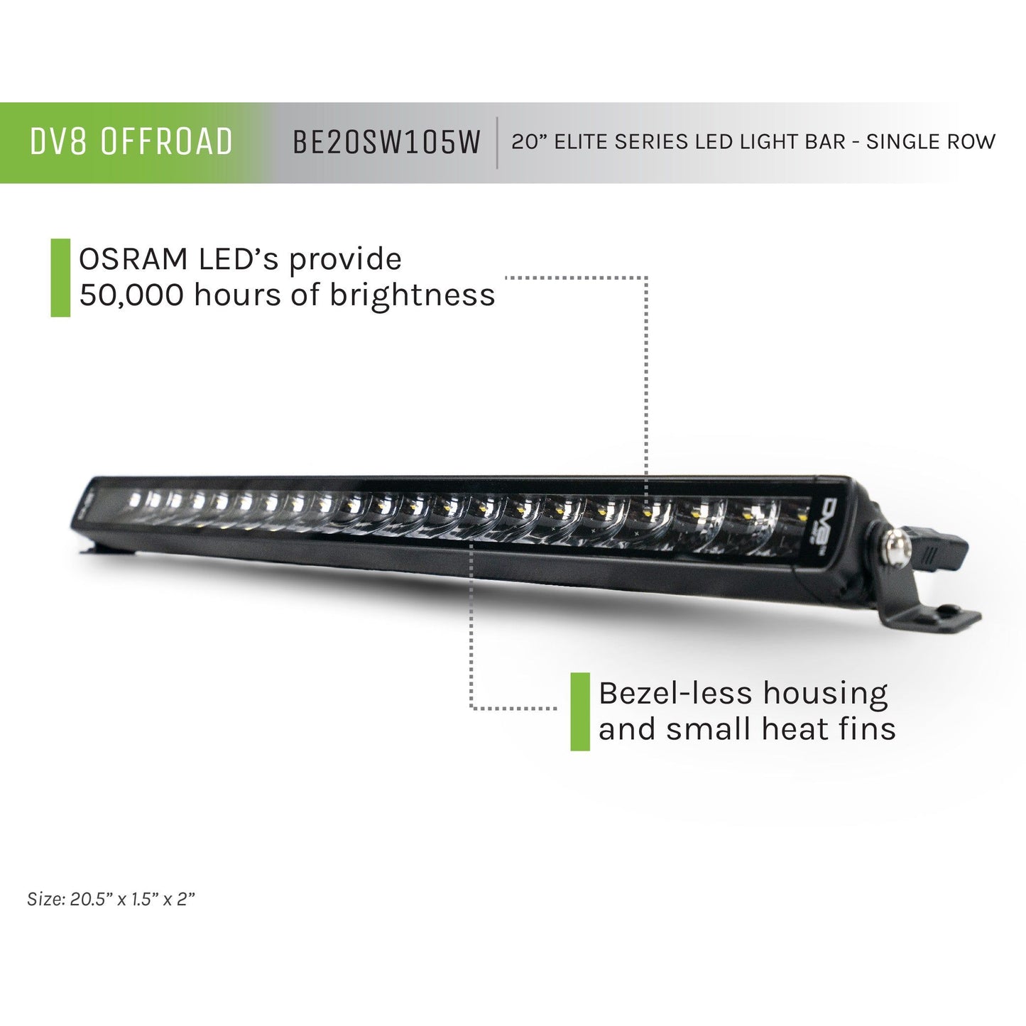 DV8 OFF-ROAD | 20 Inch Elite Series Led Light Bar Single Row  | BE20SW105W