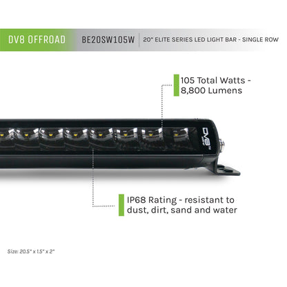 DV8 OFF-ROAD | 20 Inch Elite Series Led Light Bar Single Row  | BE20SW105W