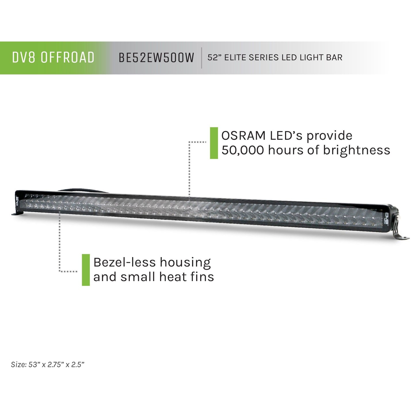 DV8 OFF-ROAD | 52 Inch Elite Series Led Light Bar  | BE52EW500W