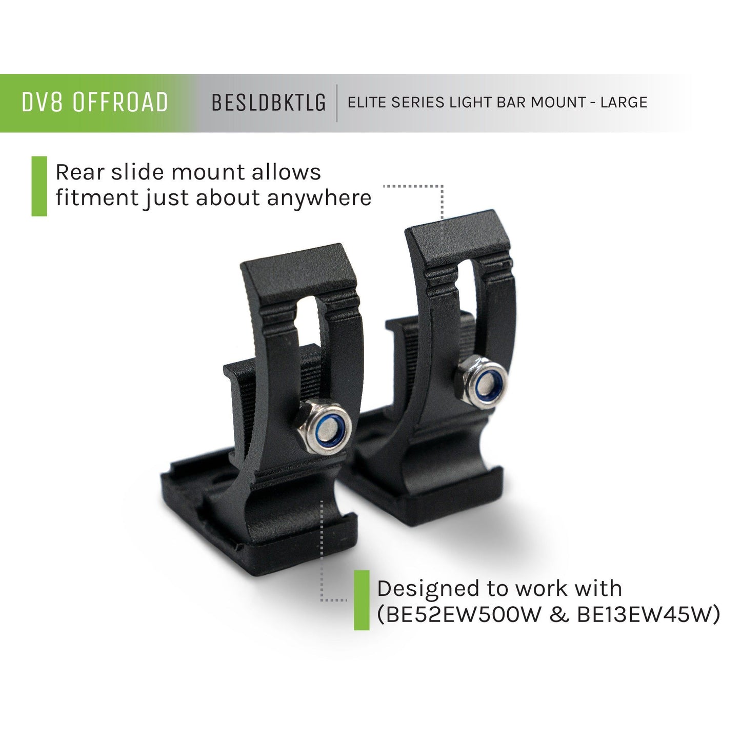 DV8 OFF-ROAD | Elite Series Light Bar Mount Large  | BESLDBKTLG