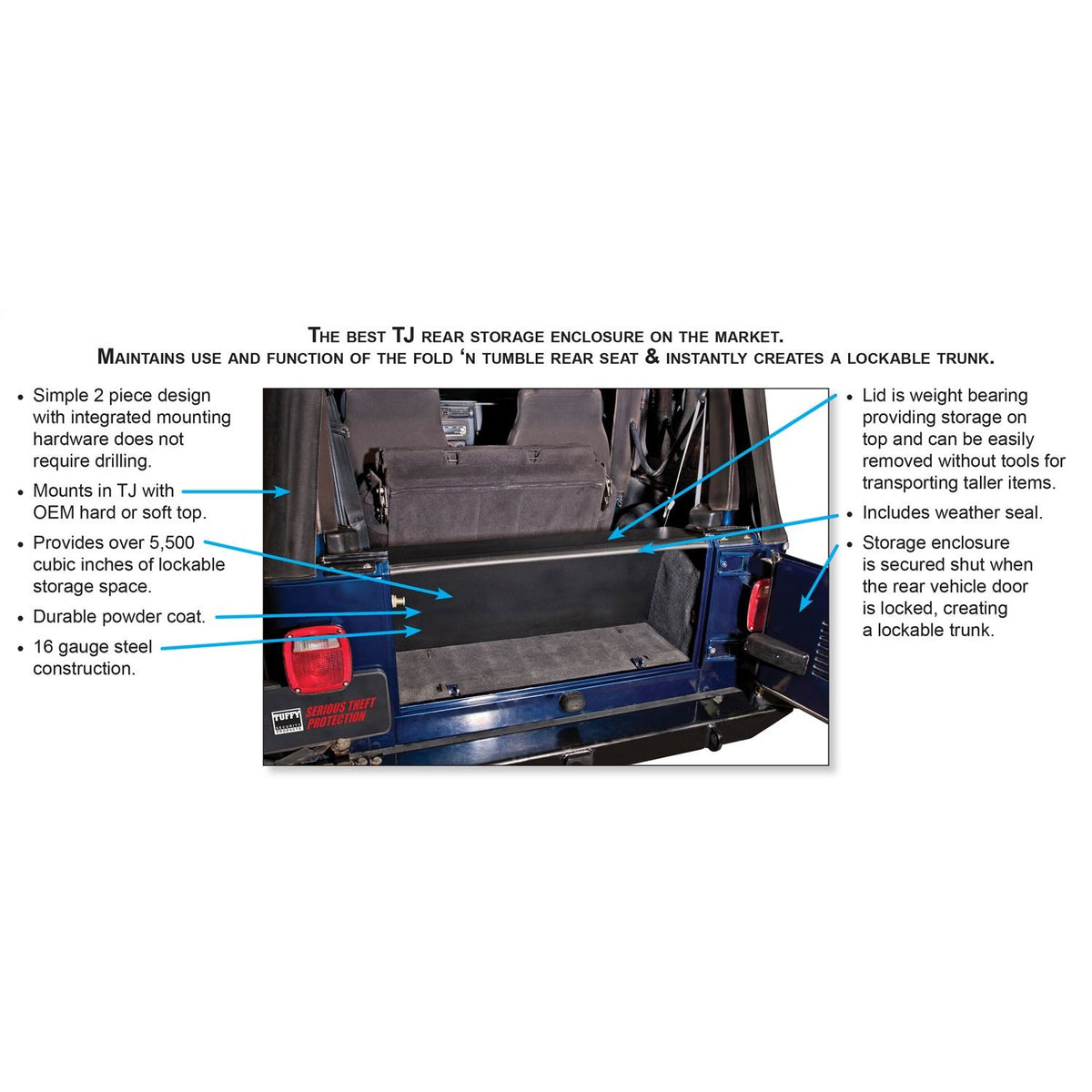 TUFFY Standard Cargo Enclosure for 1997-2006 Jeep Wrangler TJ