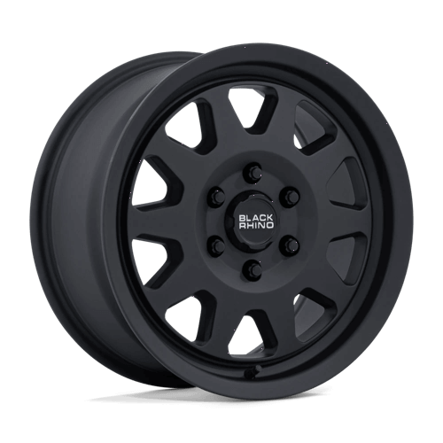 Black Rhino STADIUM Matte Black wheel showcasing its 10-spoke design and flat face profile for off-road performance.