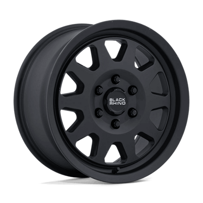 Black Rhino STADIUM Matte Black wheel showcasing its 10-spoke design and flat face profile for off-road performance.