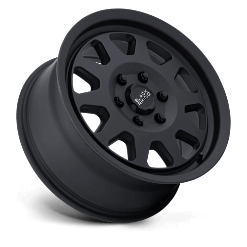 Black Rhino STADIUM Matte Black wheel showcasing its sleek 10-spoke design and durable matte finish.