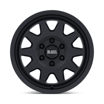 Black Rhino STADIUM Matte Black wheel featuring a 10-spoke design, ideal for off-road performance and style.