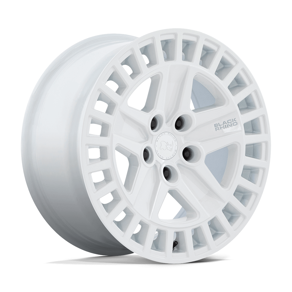 Black Rhino ALSTON Gloss White wheel showing off its stylish five-spoke design and aggressive concave profile.