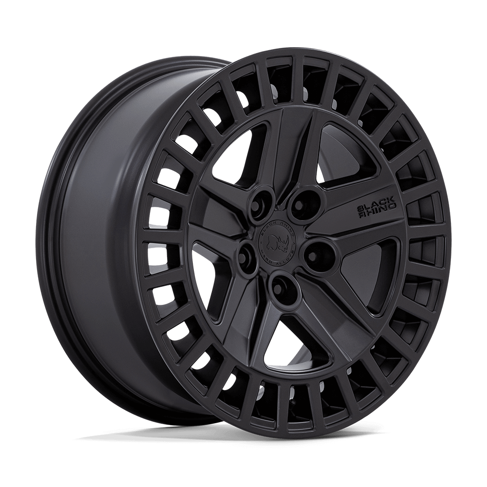 Black Rhino ALSTON Matte Black wheel featuring a robust five-spoke design and aggressive concave profile.
