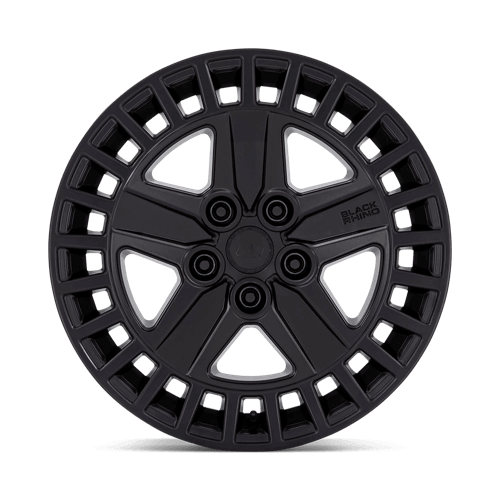 Black Rhino ALSTON Matte Black wheel showcasing a robust five-spoke design and aggressive concave profile.