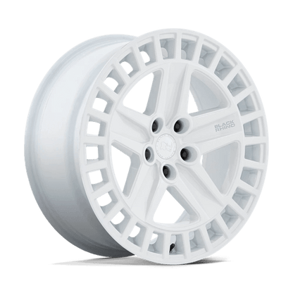 Black Rhino ALSTON Gloss White wheel showcasing its unique five-spoke design and aggressive concave profile.
