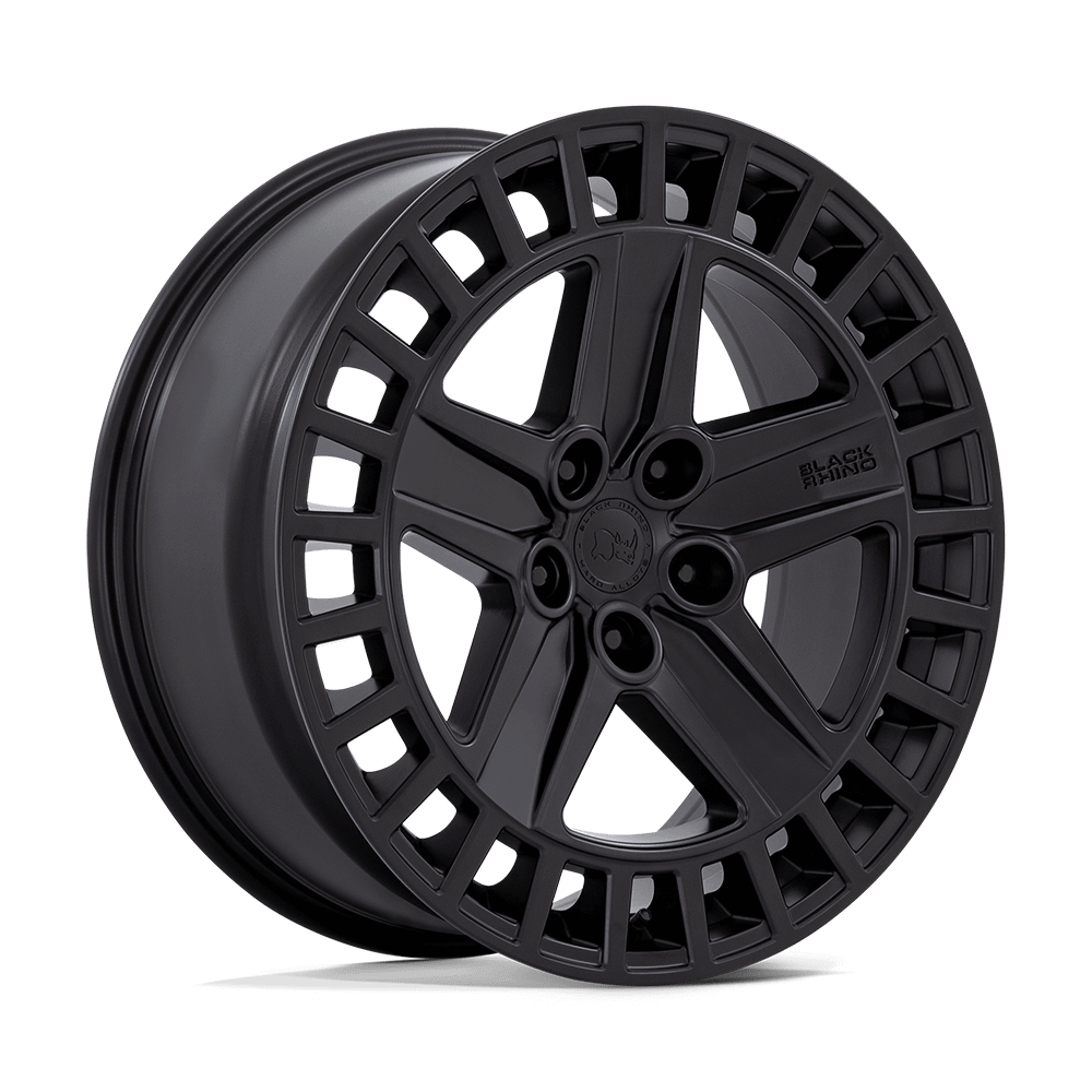 Black Rhino ALSTON Matte Black wheel featuring a robust five-spoke design and aggressive concave profile.