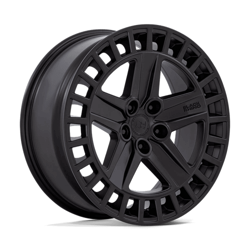 Black Rhino ALSTON Matte Black wheel showcasing a robust five-spoke design and aggressive concave profile.