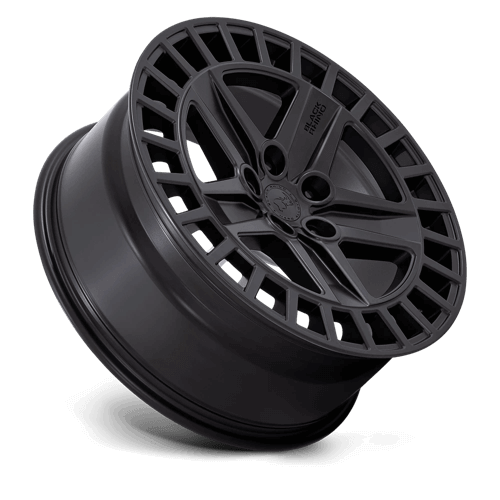Black Rhino ALSTON Matte Black wheel with a robust five-spoke design, perfect for off-road adventures.