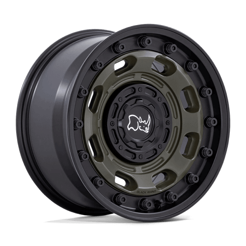 Black Rhino ATLAS Olive Drab Green W/ Black Lip wheel designed for off-road adventure and durability.