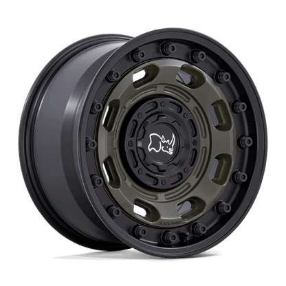 Black Rhino ATLAS Olive Drab Green W/ Black Lip wheel designed for off-road adventure and durability.