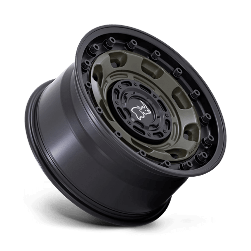 Black Rhino ATLAS Olive Drab Green W/ Black Lip wheel showcasing its off-road durability and adventure-ready design.