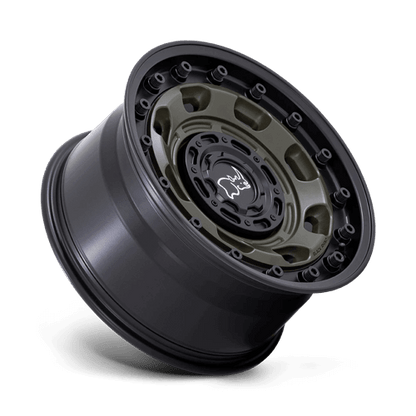 Black Rhino ATLAS Olive Drab Green W/ Black Lip wheel showcasing its off-road durability and adventure-ready design.