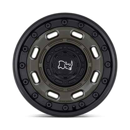 Black Rhino ATLAS Olive Drab Green W/ Black Lip wheel design for off-road durability and adventure.