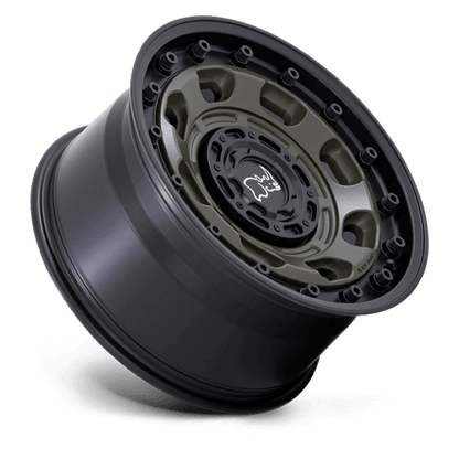 Black Rhino ATLAS Olive Drab Green W/ Black Lip wheel showcasing its robust design and off-road readiness.