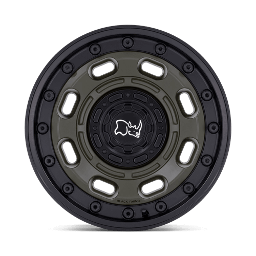 Black Rhino ATLAS Olive Drab Green W/ Black Lip wheel designed for off-road durability.