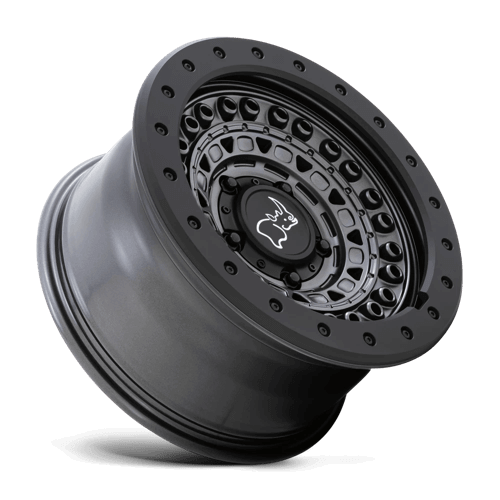 Black Rhino BARRICADE Gun Black W/ Black Rock Guard wheel showcasing rugged design and mil-spec styling.