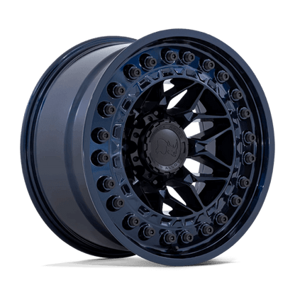 Black Rhino ALPHA Midnight Blue wheel featuring a motorsports-inspired mesh design for off-road trucks.