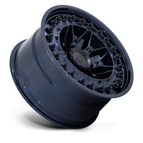 Black Rhino ALPHA Midnight Blue wheel showcasing motorsports-inspired mesh design and durable finish.