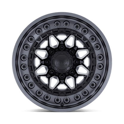 Black Rhino ALPHA Matte Black W/ Gunmetal Lip wheel with motorsports-inspired mesh design