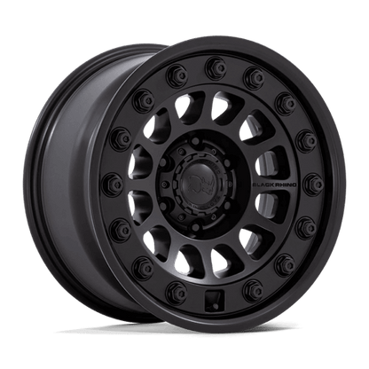 Black Rhino BR012 OUTBACK Matte Black wheel designed for utility and off-roading, showcasing a full-face design.