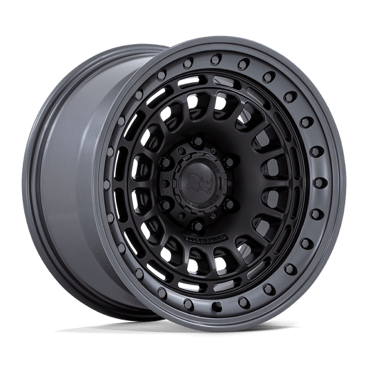 Black Rhino BR014 SAHARA Matte Black W/ Gunmetal Lip showcasing bottle-cap inner face and multi-window design.
