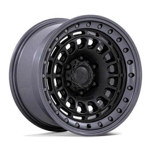 Black Rhino BR014 SAHARA Matte Black W/ Gunmetal Lip off-road wheel with unique design accents